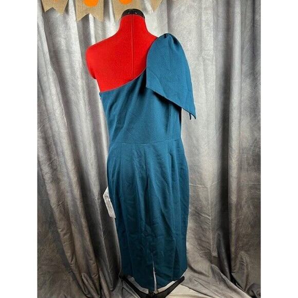 DRESS THE POPULATION Tiffany One-Shoulder Bow-Tie Midi Dress in Pine Size XL NWT - Picture 5 of 7